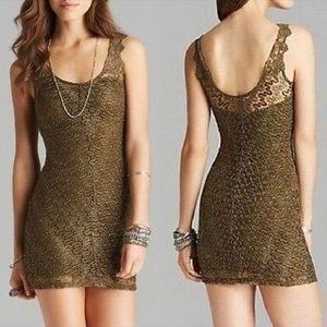 Free People Foiled Again Dress Olive Green
